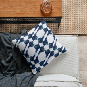 Cojín Decorativo Arte abstracto de conchas murex azul moderno