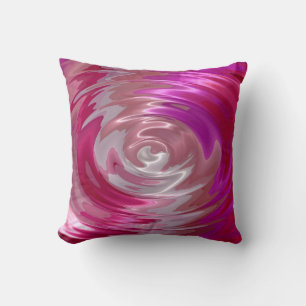 Cojín Decorativo Arte abstracto de espiral rosada y púrpura