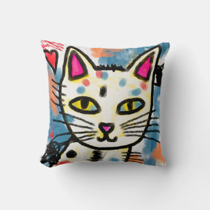 Cojín Decorativo Arte abstracto de felina feliz