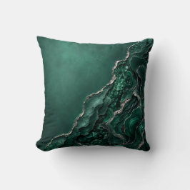 Cojín Decorativo Arte abstracto de geoda de malaquita esmeralda | R