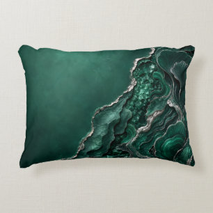 Cojín Decorativo Arte abstracto de geoda de malaquita esmeralda R