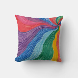 Cojín Decorativo Arte abstracto de pared con remolino de arcoíris p