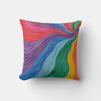 Cojín Decorativo Arte abstracto de pared con remolino de arcoíris p