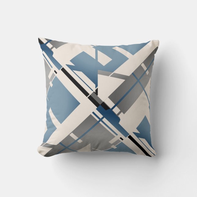 Cojín Decorativo Arte abstracto de pizarra azul gris negro beige os (Anverso)