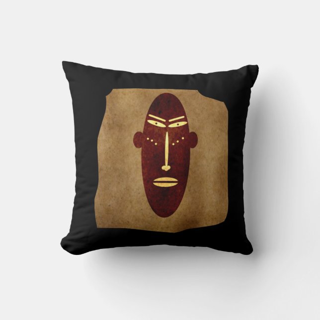Cojín Decorativo Arte abstracto de rostro vintage africano (Anverso)