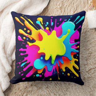 Cojín Decorativo Arte abstracto de salpicaduras de pintura vibrante