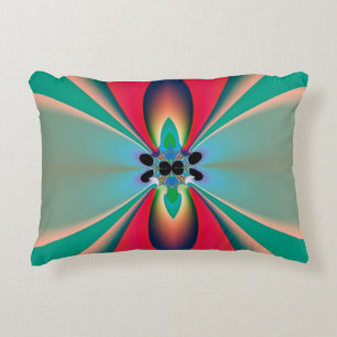 Cojín Decorativo Arte abstracto de simetría de espejo Coral Teal