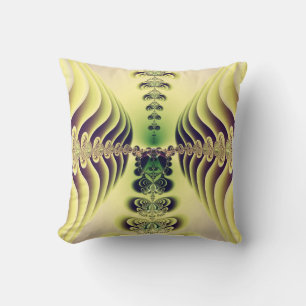 Cojín Decorativo Arte abstracto de simetría fractal verde lima