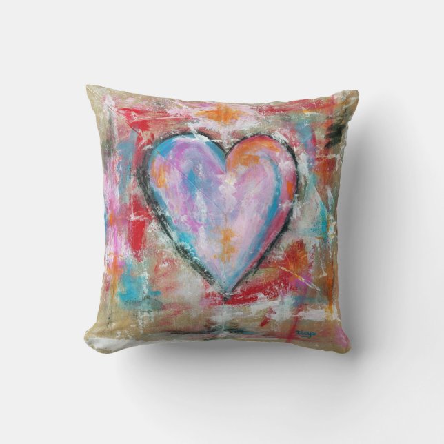 Cojín Decorativo Arte abstracto del corazón imprudente que pinta el (Anverso)