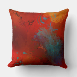 Cojín Decorativo Arte abstracto digital grunge rojo, acuático y dor