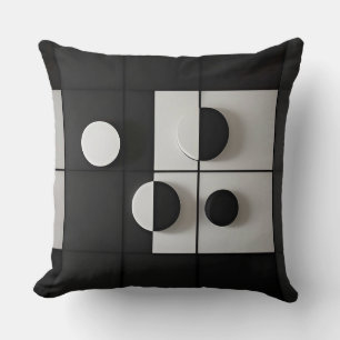 Cojín Decorativo Arte abstracto geométrico minimalista en blanco y 