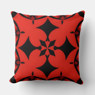 Cojín Decorativo Arte abstracto geométrico rojo y negro