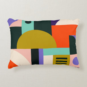 Cojín Decorativo Arte abstracto geométrico vibrante con colores atr
