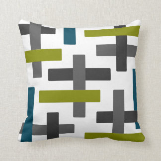 Cojín Decorativo Arte abstracto gris de la barra del verde azul