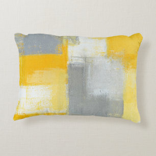 Cojín Decorativo Arte abstracto gris y amarillo "disimulado"