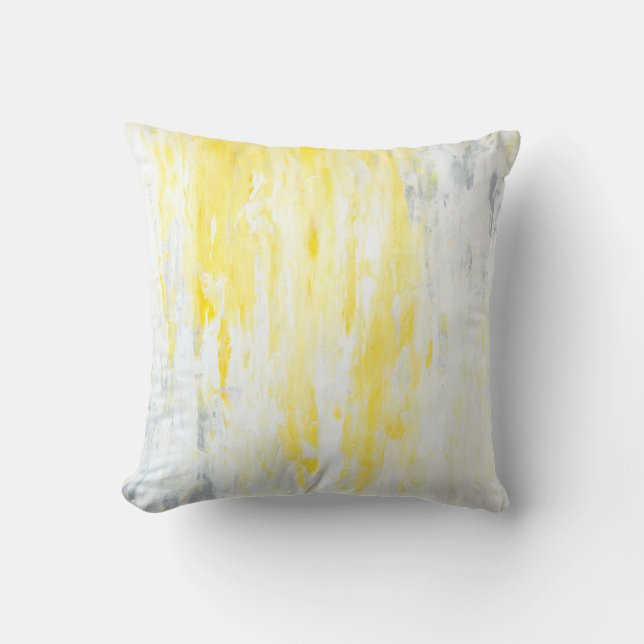 Cojín Decorativo Arte abstracto gris y amarillo "subestimado" (Anverso)