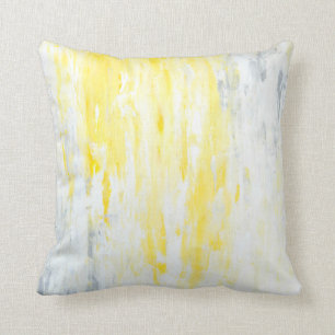 Cojín Decorativo Arte abstracto gris y amarillo "subestimado"