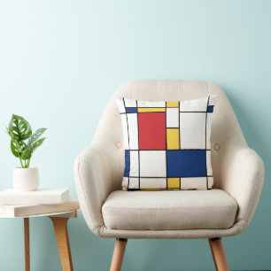 Cojín Decorativo Arte abstracto minimalista de Mondrian con colores