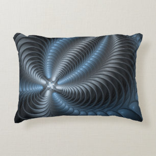 Cojín Decorativo Arte abstracto moderno fractal 3D gris azul plásti