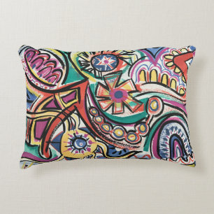 Cojín Decorativo Arte abstracto moderno tropical pintado a mano