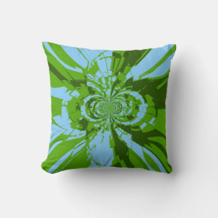 Cojín Decorativo Arte abstracto retro azulverde de la cal