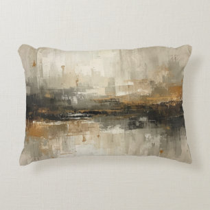 Cojín Decorativo Arte abstracto rústico naranja quemado gris negro 