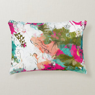 Cojín Decorativo Arte abstracto único rosa y agua