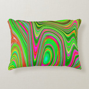 Cojín Decorativo Arte abstracto y psicodélico de color verde lima y