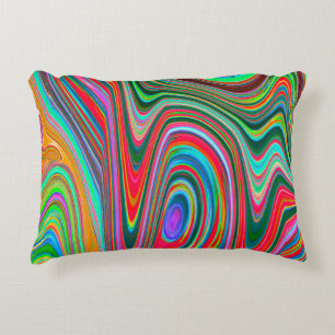 Cojín Decorativo Arte abstracto y psicodélico rojo, verde y azul