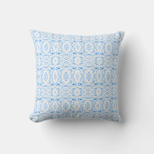 Cojín Decorativo Arte Acrílico Abstracto Blanco Azul Prismático