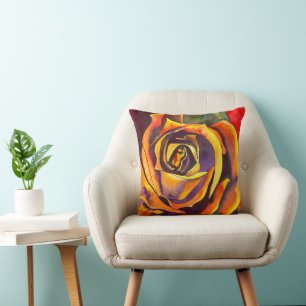 Cojín Decorativo Arte acuarela de Rosa dorado