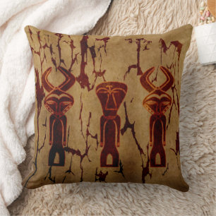 Cojín Decorativo Arte africano antiguo primitivo vintage abstracto