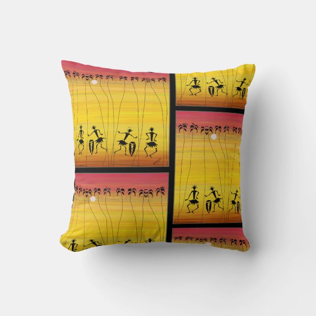 Cojín Decorativo Arte africano, impresionante atardecer tropical (Anverso)