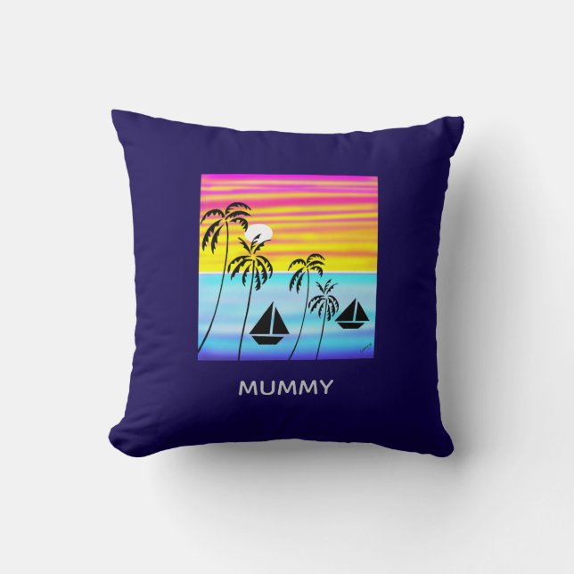 Cojín Decorativo Arte africano, vela tropical de verano (Anverso)