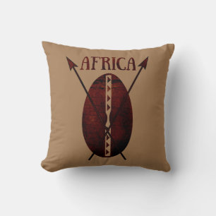 Cojín Decorativo Arte afro lanza escudo tradicional africano vintag