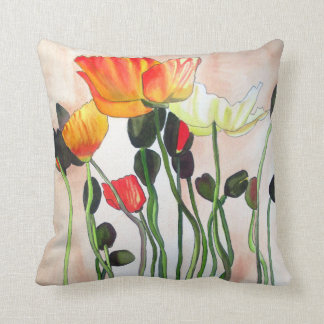 Cojín Decorativo Arte anaranjado de la flor del watercolour de las