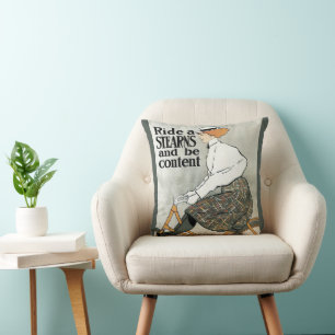 Cojín Decorativo Arte Antiguo Modernista, Monta Bicicletas de Stern