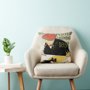 Cojín Decorativo Arte Antiguo Moderno, Artista Pintando con Gato Ma