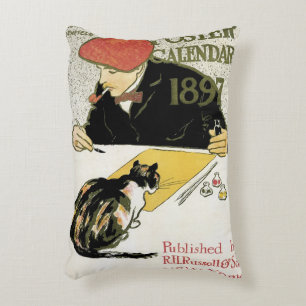Cojín Decorativo Arte Antiguo Moderno, Artista Pintando con Gato Ma