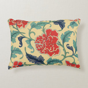 Cojín Decorativo Arte Antiguo Nouveau Chinoisería Floral Roja China