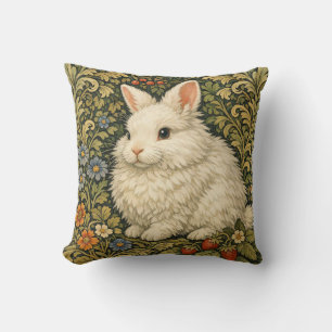 Cojín Decorativo Arte antiguo nouveau conejo blanco 