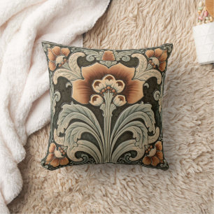 Cojín Decorativo Arte Antiguo Nouveau Deco Majolica Floral Artesano