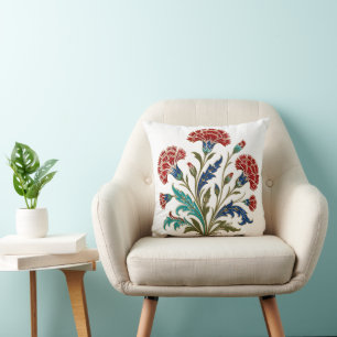 Cojín Decorativo Arte botánico Clavel Otomano Arte floral turco