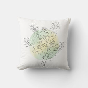 Cojín Decorativo Arte Botánico de Eucalipto Verde Salvia en Línea