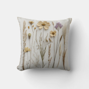 Cojín Decorativo Arte botánico de flores prensadas Estética neutral