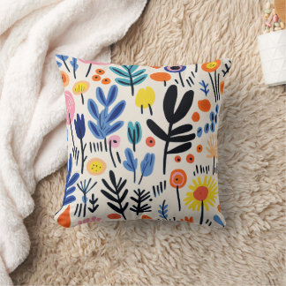 Cojín Decorativo Arte Botánico Nórdico Floral Folk Escandinavo