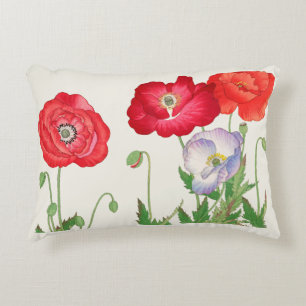 Cojín Decorativo Arte Botánico Vintage Amapola Japonesa 1917