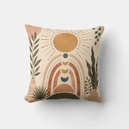 Cojín Decorativo Arte botánico y sol boho