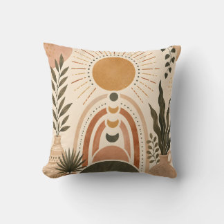 Cojín Decorativo Arte botánico y sol boho