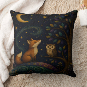 Cojín Decorativo Arte caprichoso de animales del bosque, arte de zo